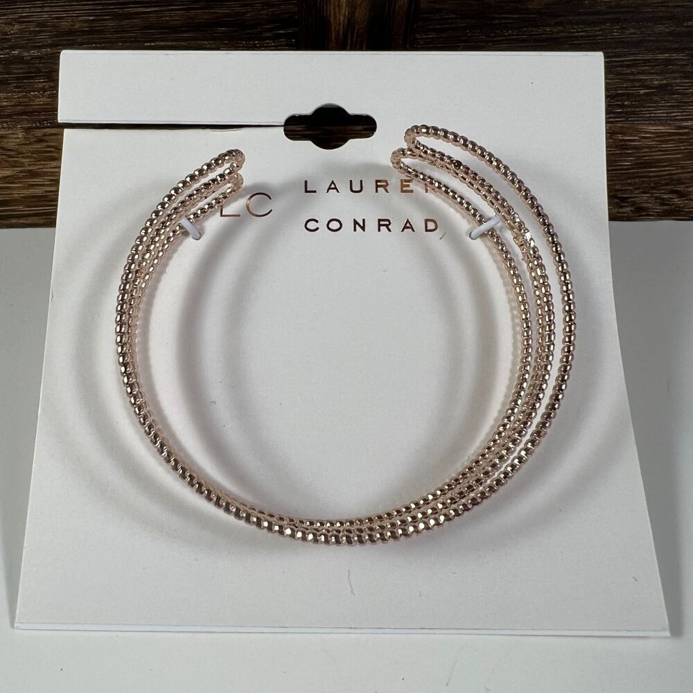 Lauren Conrad Rose Gold-Tone Triple-Row Textured Hoop Bracelet